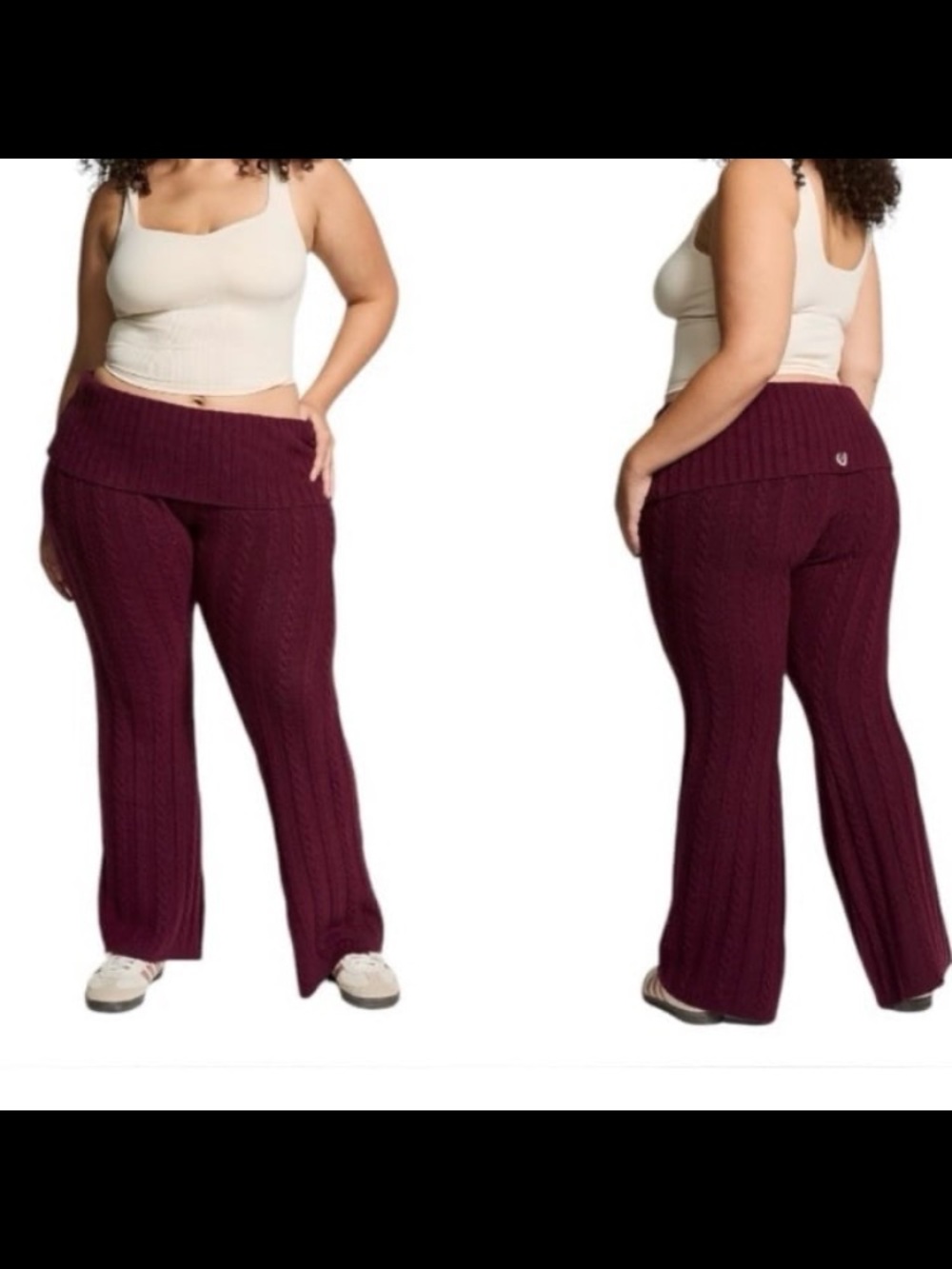 PINK Victoria's Secret Cable-Knit Flare Pants